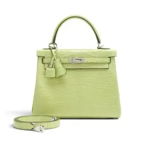 Pre-Owned Hermes Jaune Bourgeon Matte Alligator Kelly 25 Retourne PHW