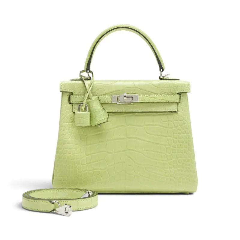 Pre-Owned Hermes Jaune Bourgeon Matte Alligator Kelly 25 Retourne PHW