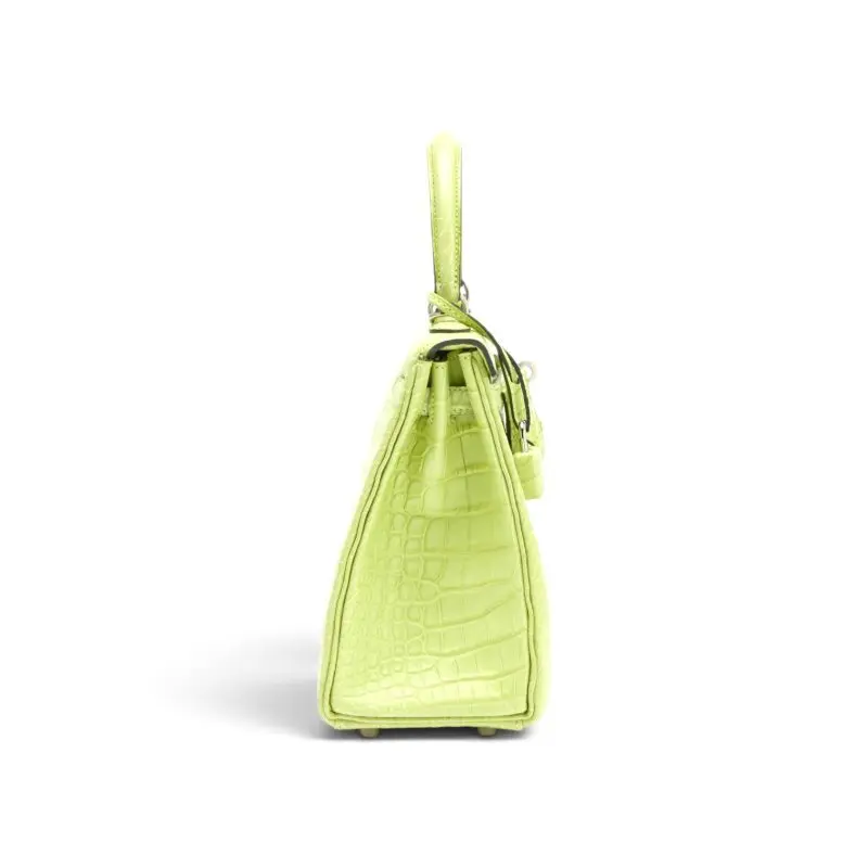 Pre-Owned Hermes Jaune Bourgeon Matte Alligator Kelly 25 Retourne PHW