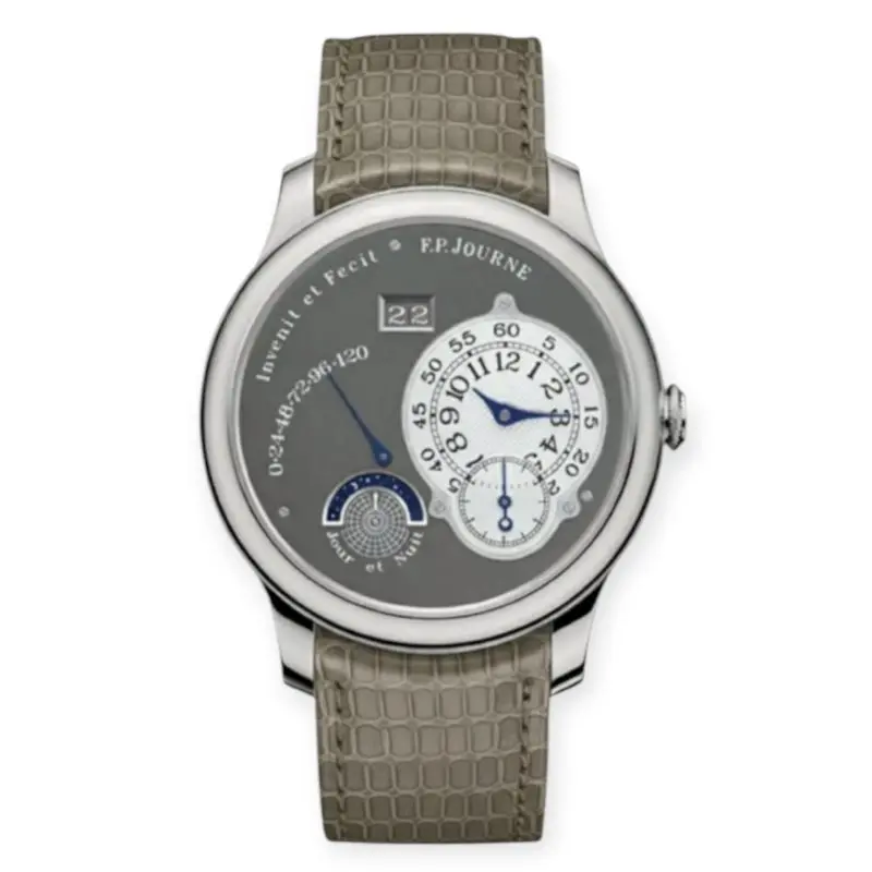 Pre-Owned F.P Journe Day/Night Ruthenium 40mm Platinum Leather Strap GB50177