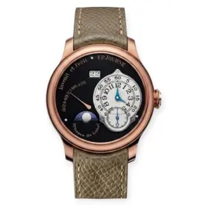 Pre-Owned F.P.Journe Octa Lune Rose Gold Boutique 40mm Black Dial Leather Bracelet GB50148
