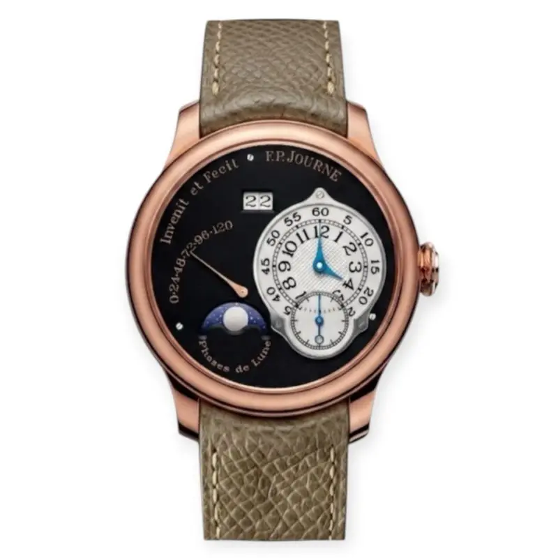 Pre-Owned F.P.Journe Octa Lune Rose Gold Boutique 40mm Black Dial Leather Bracelet GB50148