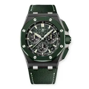 Pre-Owned Audemars Piguet Royal Oak Offshore Selfwinding Chronograph 43mm Ceramic Case Mega Tapisserie Dial Leather Strap 26420CE.OO.A063VE.01