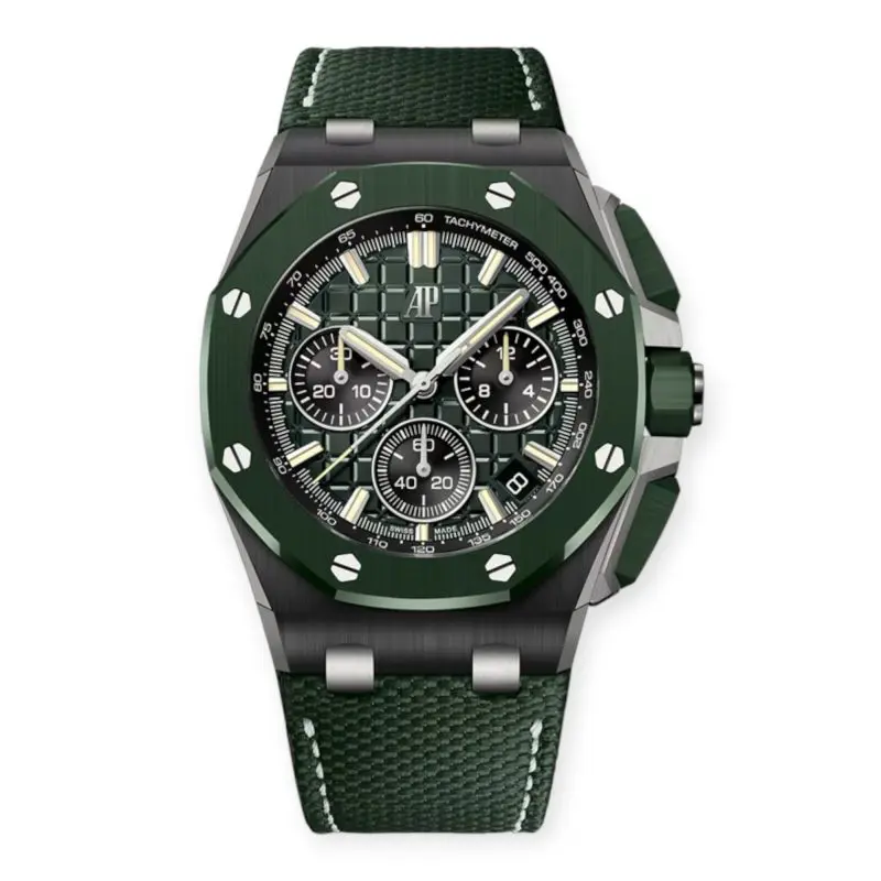 Pre-Owned Audemars Piguet Royal Oak Offshore Selfwinding Chronograph 43mm Ceramic Case Mega Tapisserie Dial Leather Strap 26420CE.OO.A063VE.01