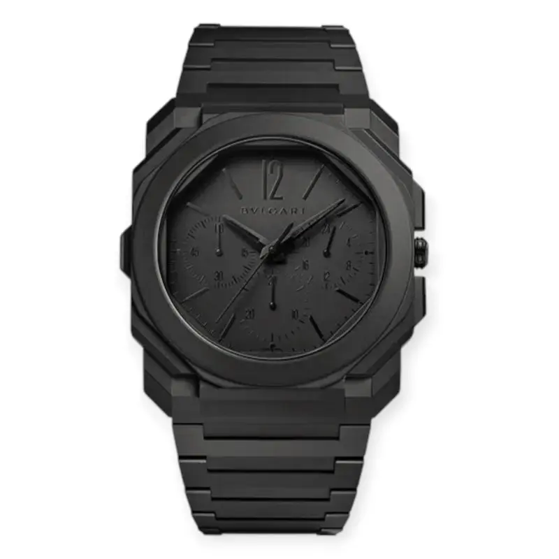 Pre-Owned Bvlgari Octo Finissimo  Chronograph 43mm Noire Octo GMT Ceramic Black Dial 103278