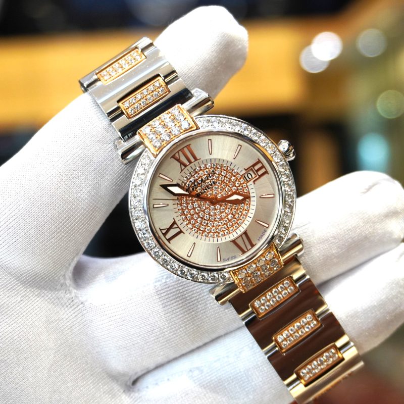 Pre-Owned Chopard Imperiale 36mm Ladies Watch Steel & Rose Gold AfterMarket Diamond Setting