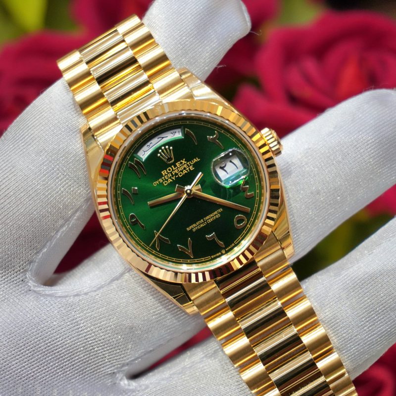 Pre Owned Rolex Day Date Yellow Gold 36mm Green Arabic Dial President pre-owned-rolex-day-date-yellow-gold-36mm-green-arabic-dial-president