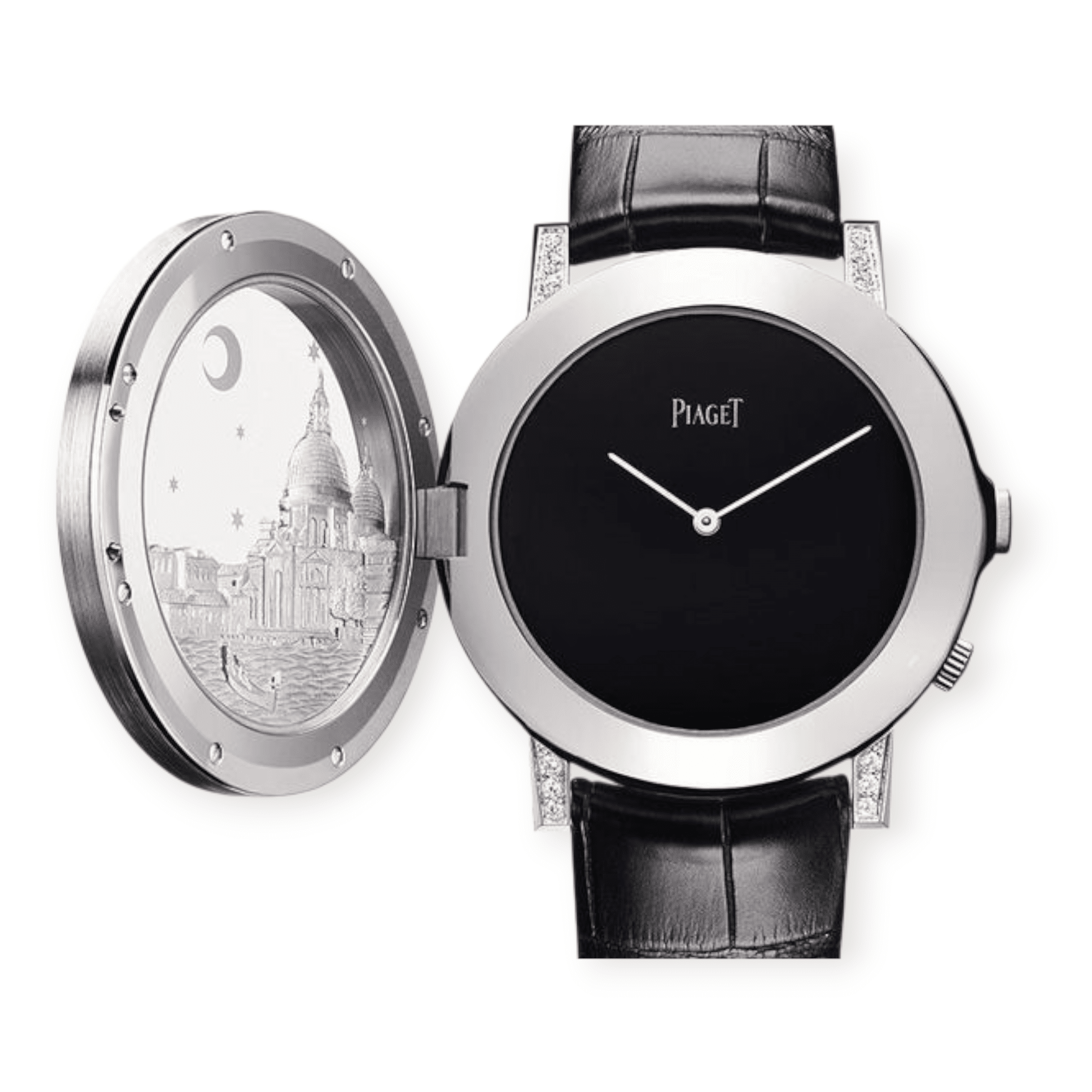 Pre-Owned Piaget Altiplano 40564
Black Dial White Gold 43mm Double Jeu Mythical Journey Venice G0A40564 - Image 3